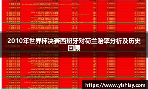 2010年世界杯决赛西班牙对荷兰赔率分析及历史回顾
