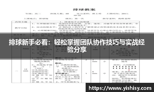 排球新手必看：轻松掌握团队协作技巧与实战经验分享